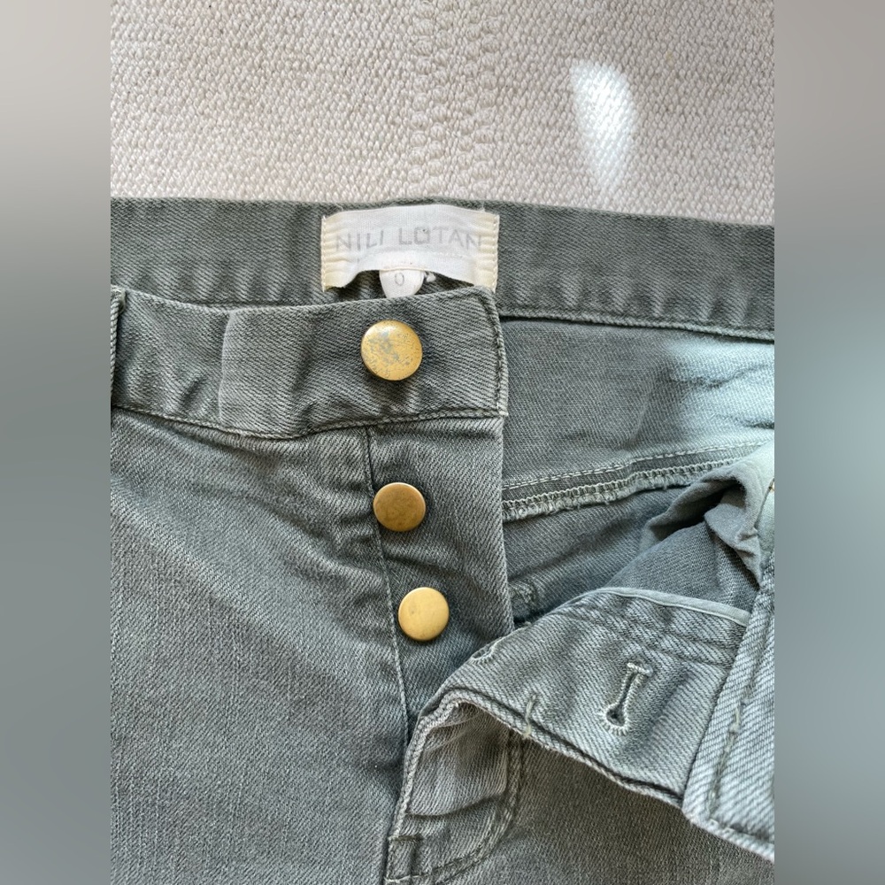 Nili Lotan Low Rise Jeans Straight Leg Raw Hem Cropped Size 0 Extra Small - Picture 3 of 7